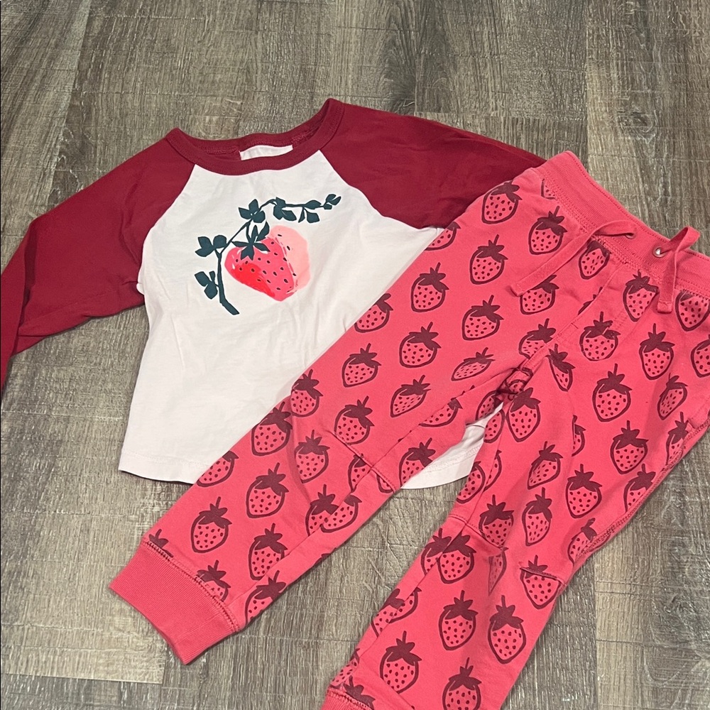 Tea Collection Kids Set with Strawberry Design - Red and White
